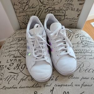 Adidas White Purple Iridescent Stripe Sneakers